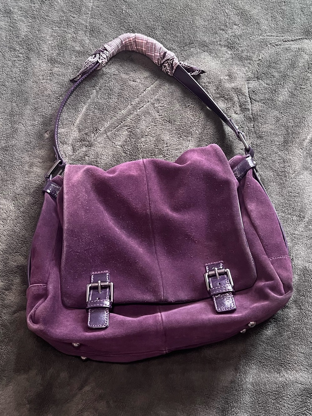 Purple Suede Hobo Bag